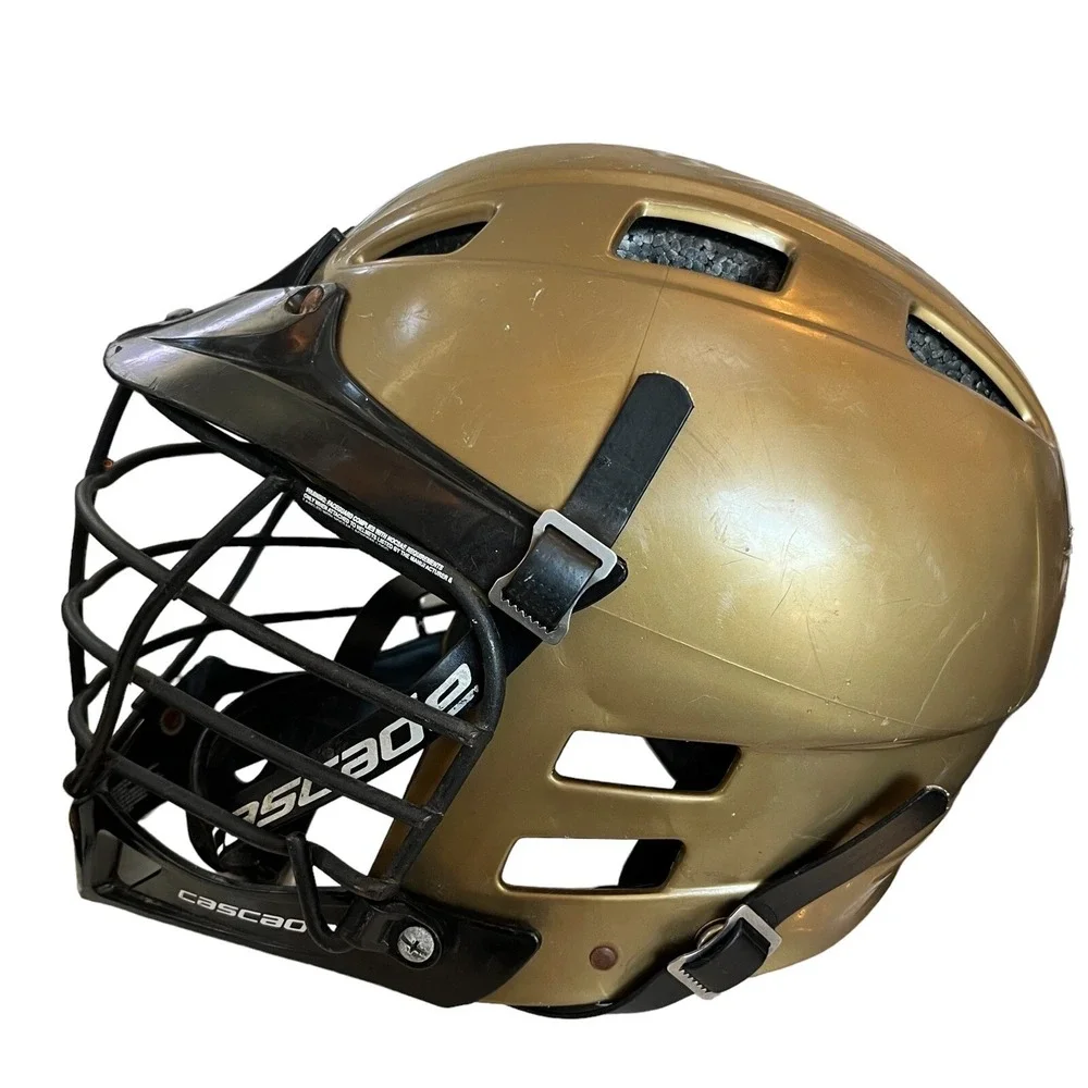 Cascade CPV Lacrosse Helmet Medium/Large Vegas Gold Metal Facemask NOCSAE Safety